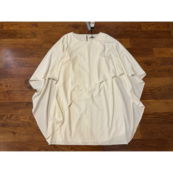 Halston Heritage Women’s Flowy Asymmetric Drape Dress Ivory Sz 12 NWT Chic - Picture 4 of 10